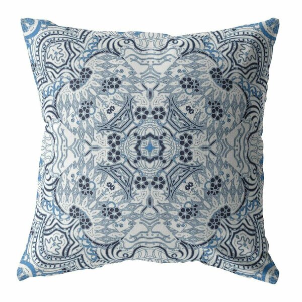 Palacedesigns 16 in. Light Blue Boho Ornate Indoor & Outdoor Zippered Throw Pillow PA3095934